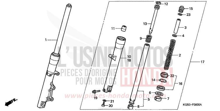 FRONT FORK for Shadow VT125C CANDY GLORY RED-U (R101) from 2000